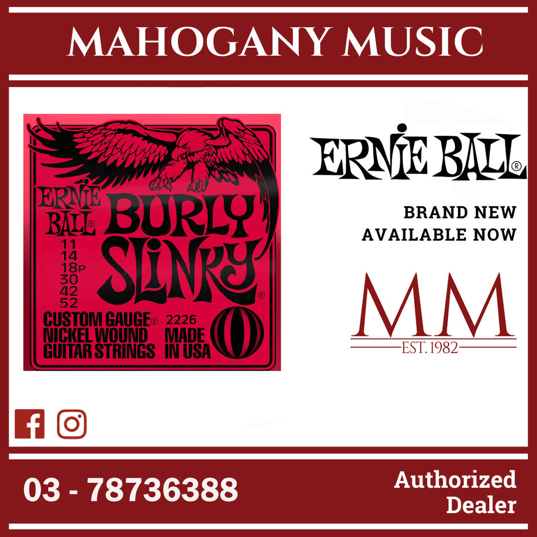 Ernie Ball P02226 Burly Slinky Nickel Wound Electric Guitar Strings, 11-52 Gauge