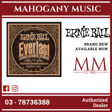 Ernie Ball P02546 Everlast Coated Phosphor Bronze Acoustic Guitar Strings, Medium Light, 12-54 Gauge
