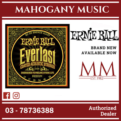 Ernie Ball P02554 Everlast Coated 80/20 Bronze Acoustic Guitar Strings, Medium, 13-56 Gauge