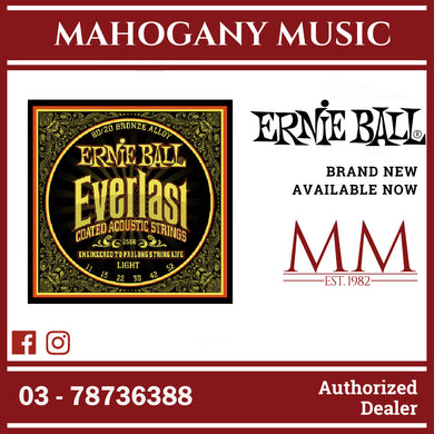 Ernie Ball P02558 Everlast Coated 80/20 Bronze Acoustic Guitar Strings, Light, 11-52 Gauge
