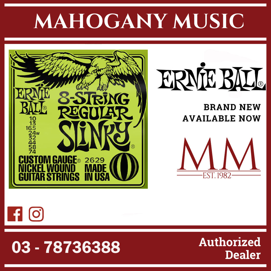 Ernie Ball P02629 Regular Slinky Nickel Wound 8-String Electric Guitar Strings, 10-74 Gauge