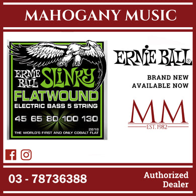 Ernie Ball P02816 Regular Slinky Flatwound 5-String Electric Bass Strings, 45-130 Gauge