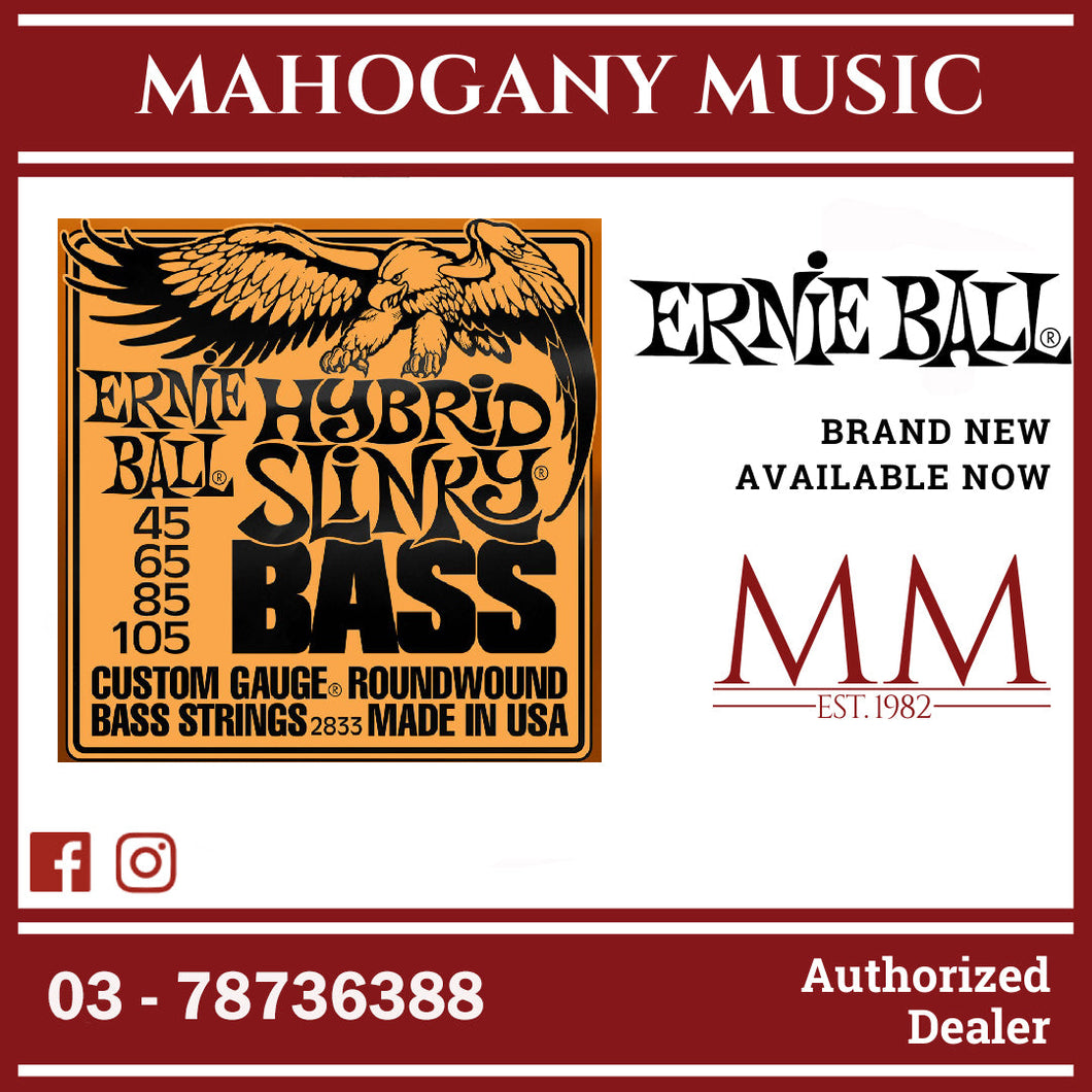 Ernie Ball P02833 Hybrid Slinky Nickel Wound Electric Bass Strings, 45-105 Gauge