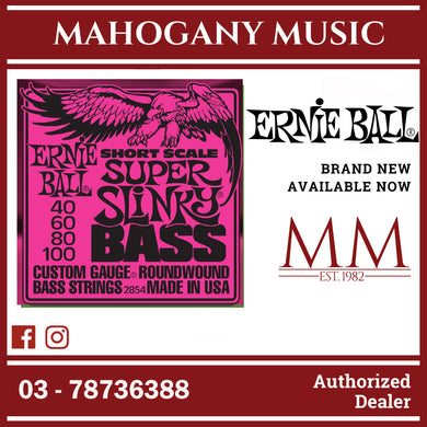 Ernie Ball P02854 Super Slinky Nickel Wound Short Scale Electric Bass Strings, 40-100 Gauge