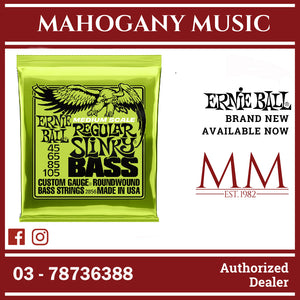 Ernie Ball P02856 Regular Slinky Nickel Wound Medium Scale Electric Bass Strings, 45-105 Gauge