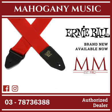 Ernie Ball P04040 Polypro Guitar Strap with Leather Ends, Red