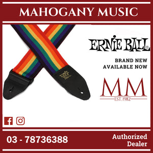 Ernie Ball P04044 Polypro Guitar Strap with Leather Ends, Rainbow