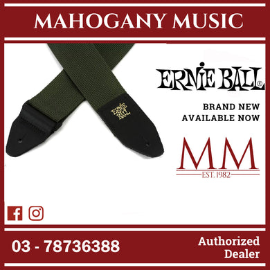 Ernie Ball P04048 Polypro Guitar Strap with Leather Ends, Olive