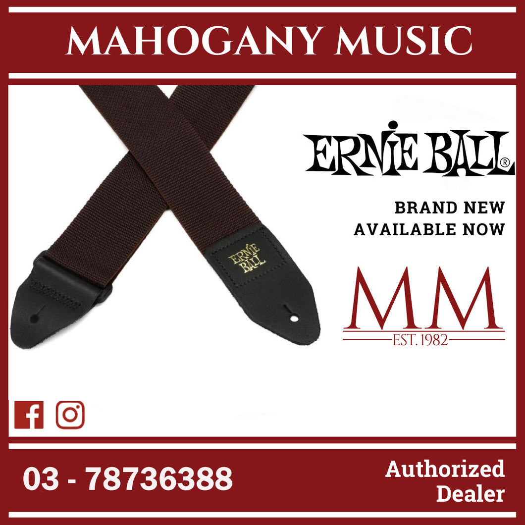 Ernie Ball P04052 Polypro Guitar Strap with Leather Ends, Brown