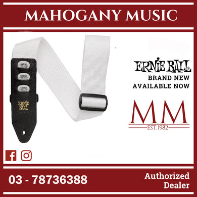 Ernie Ball P04259 Pickholder Polypro Guitar Strap, White
