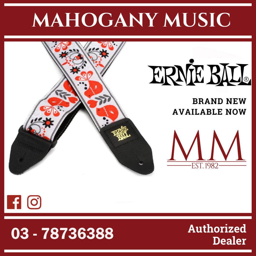 Ernie Ball P04689 Jacquard Guitar Strap, Red Bird Winter