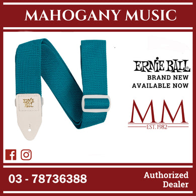 Ernie Ball P05349 Polypro Guitar Strap with Leather Ends, Teal and White