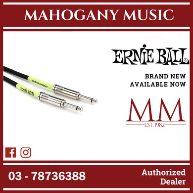 Ernie Ball P06046 Straight to Straight Instrument Cable, Black, 20ft