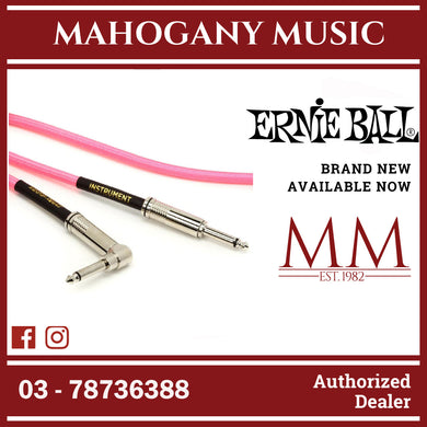 Ernie Ball P06078 Braided Straight to Right Angle Instrument Cable, Neon Pink, 10ft