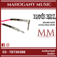Ernie Ball P06083 Braided Straight to Right Angle Instrument Cable, Neon Pink, 18ft