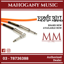 Ernie Ball P06084 Braided Straight to Right Angle Instrument Cable, Neon Orange, 18ft