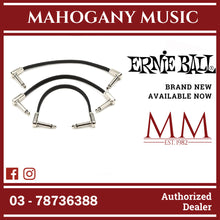Ernie Ball P06221 Flat Ribbon Pedalboard Patch Cable, Right Angle to Right Angle, Black, 6-inch, 3-Pack