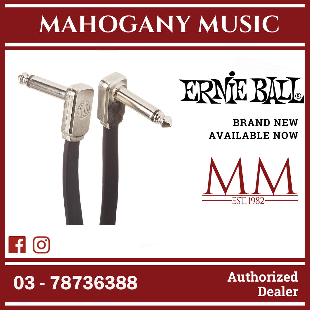 Ernie Ball P06226 Flat Ribbon Pedalboard Patch Cable, Right Angle to Right Angle, 6 inch
