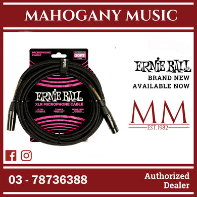 Ernie Ball P06392 Braided XLRM-XLRF Microphone Cable, 20′, Black