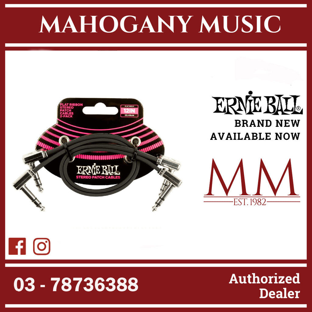 Ernie Ball P06405 Flat Ribbon Stereo Patch Cable, Right Angle to Right ...