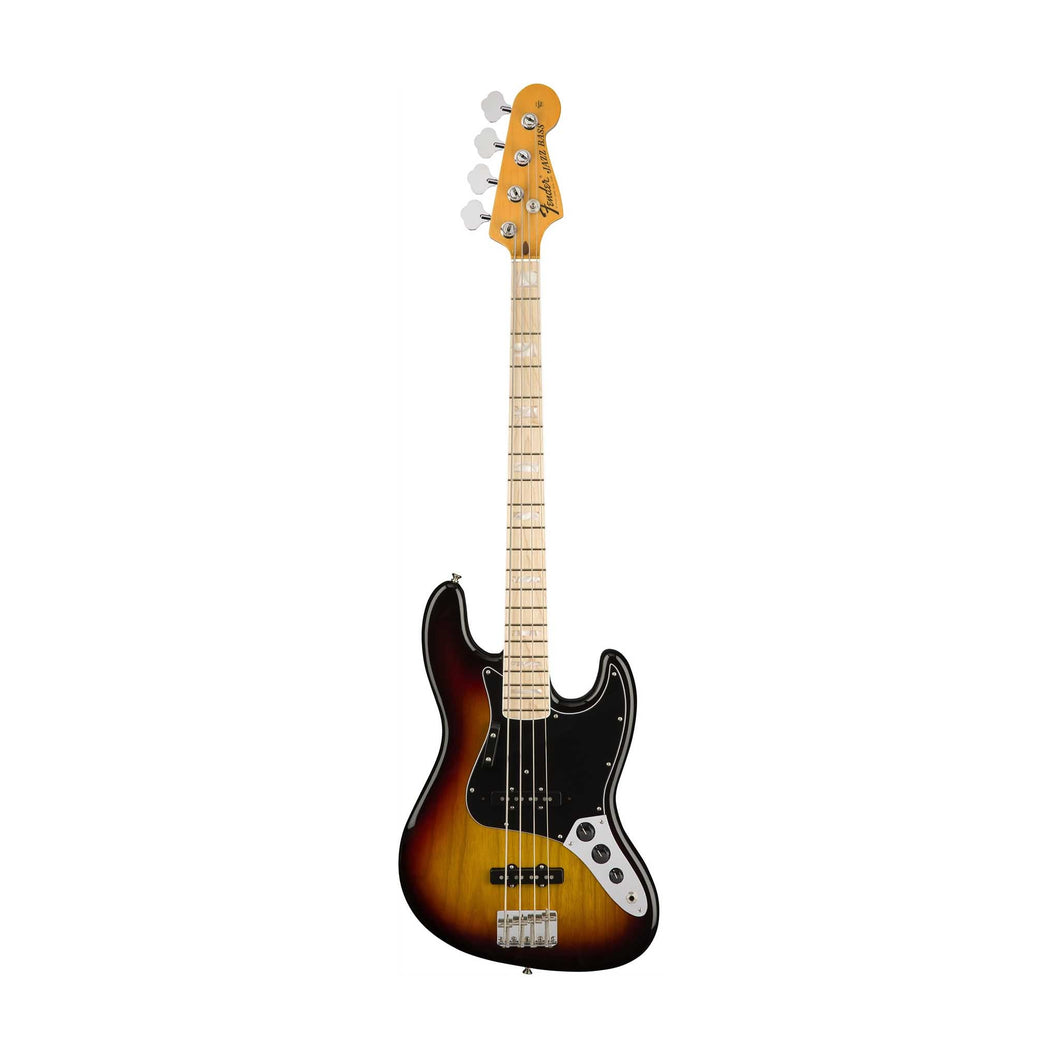 [PREORDER 2 WEEKS] Fender American Original 70s Jazz Bass Guitar, Maple FB, 3-Tone Sunburst