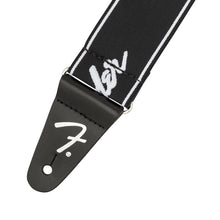 Fender Weighless Running Logo Guitar Strap, Black/White, 2inch