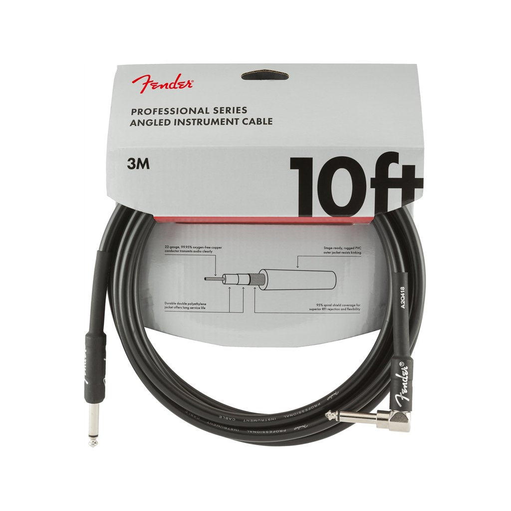 Fender Professional Series Angled Instrument Cable, 10ft, Black