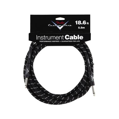 Fender Custom Shop Performance Series 18.6ft Instrument Cable, Black Tweed