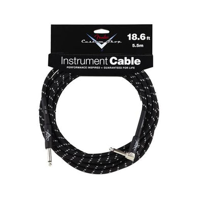Fender Custom Shop Performance Series 18.6ft Angled Instrument Cable, Black Tweed