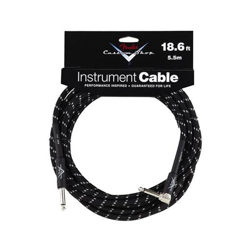 Fender Custom Shop Performance Series 18.6ft Angled Instrument Cable, Black Tweed