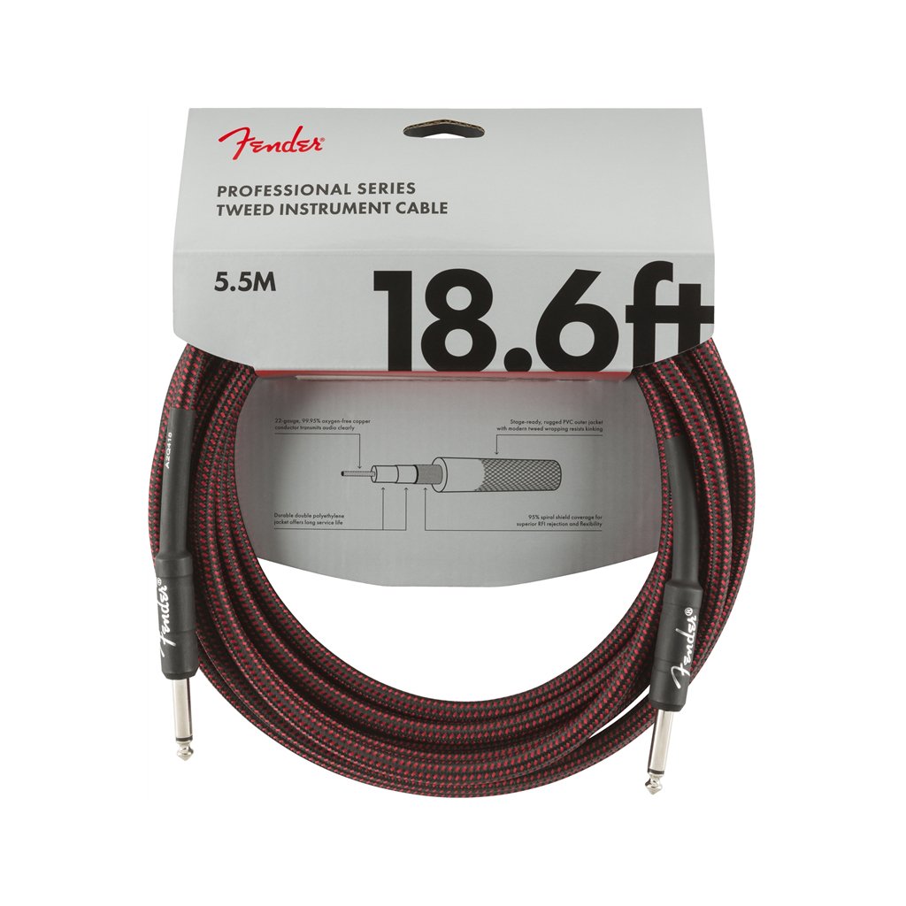Fender Professional Series Instrument Cable, 18.6ft, Red Tweed
