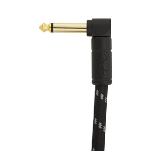 Fender Deluxe Series Angled Instrument Cable, 1ft, Black Tweed