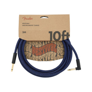 Fender Festival Hemp Angled Instrument Cable, 10ft, Pure Hemp, Blue Dream