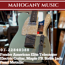 Fender American Elite Telecaster Electric Guitar Ebony FB, Satin Jade Pearl Metallic