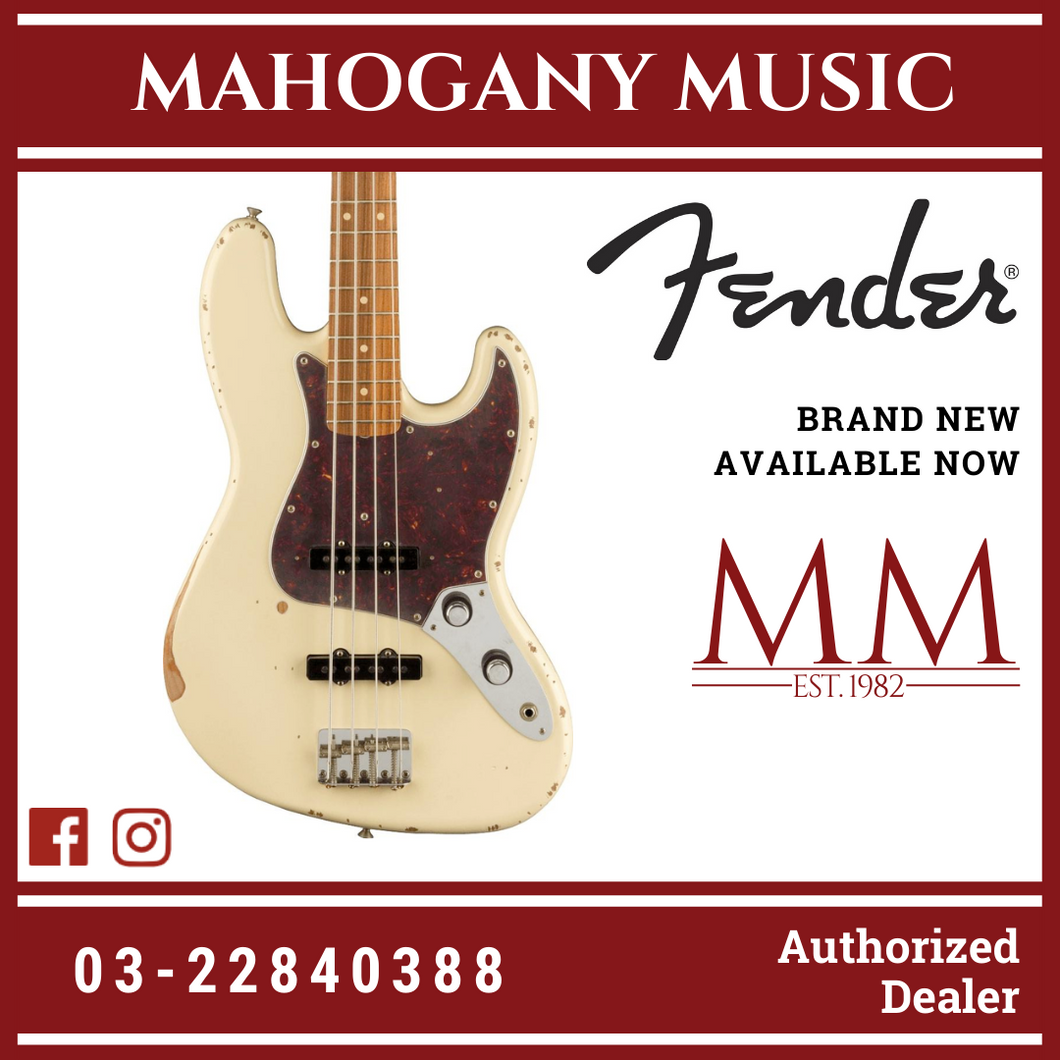 Fender 60th Anniversary Road Worn 60s Jazz Bass Guitar, Olympic White