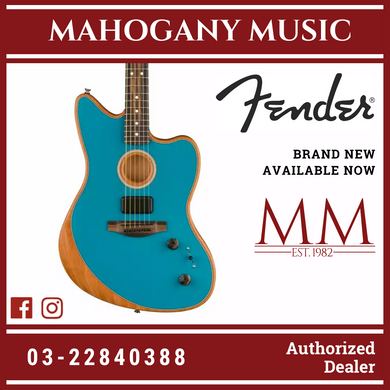 Fender American Acoustasonic Jazzmaster Acoustic Guitar w/bag, Ebony FB, Ocean Turquoise