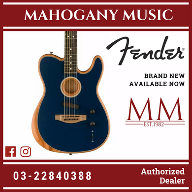 Fender American Acoustasonic Telecaster Acoustic Electric Guitar w/Bag, Ebony FB, Steel Blue