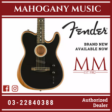 Fender American Acoustasonic Telecaster Guitar w/Bag, Ebony FB, Black