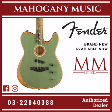 Fender American Acoustasonic Telecaster Guitar w/Bag, Ebony FB, Seafoam Green