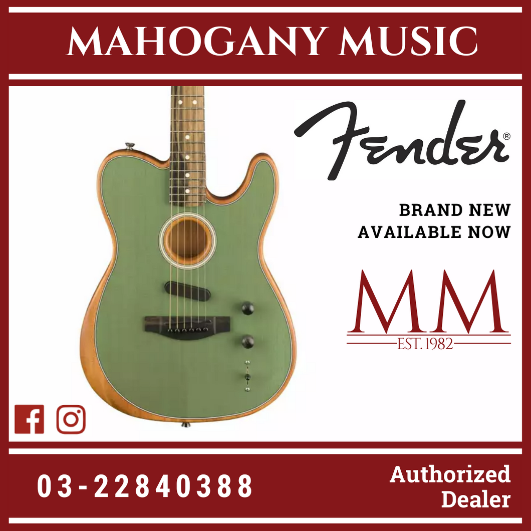 Fender American Acoustasonic Telecaster Guitar w/Bag, Ebony FB, Seafoam Green