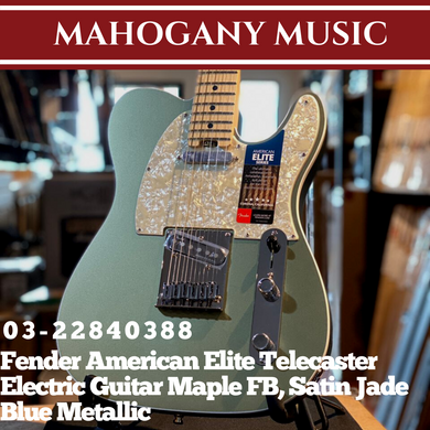 Fender American Elite Telecaster Electric Guitar Maple FB, Satin Jade Blue Metallic