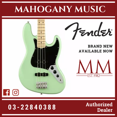 Fender American Performer Jazz Bass Guitar, Maple FB, Satin Seafoam Green
