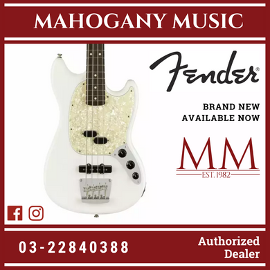 Fender American Performer Mustang Bass Guitar, Rosewood FB, Arctic White