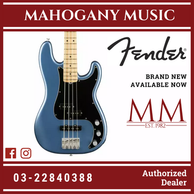 Fender American Performer Precision Bass Guitar, Maple FB, Satin Lake Placid Blue