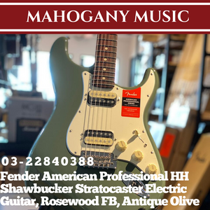 Fender American Professional HH Shawbucker Stratocaster Electric Guitar, Rosewood FB, Antique Olive