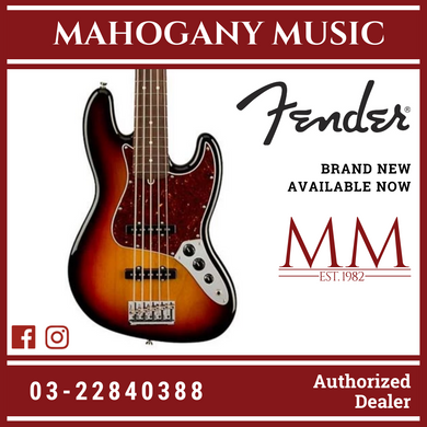 Fender American Professional II 5-string Jazz Bass Electric Guitar, RW FB, 3-Tone Sunburst