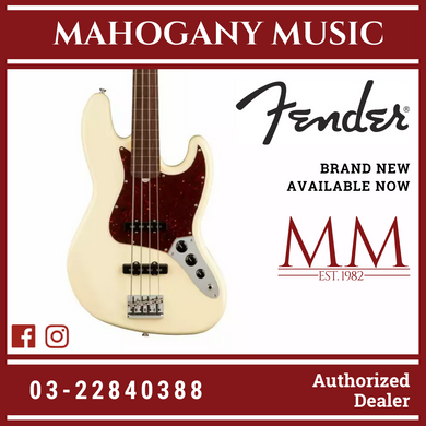 Fender American Professional II Fretless Jazz Bass Electric Guitar, RW FB, Olympic White