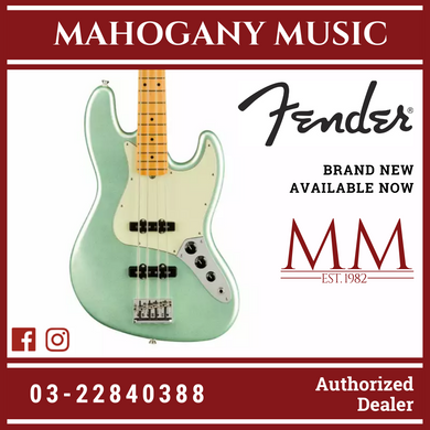 Fender American Professional II Jazz Bass Electric Guitar, Maple FB, Mystic Surf Green
