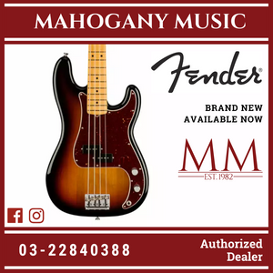 Fender American Professional II Precision Bass Electric Guitar, Maple FB, 3-Tone Sunburst