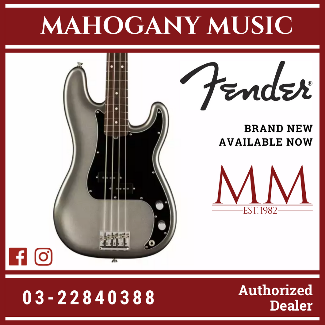 Fender American Professional II Precision Bass Electric Guitar, RW FB, Mercury